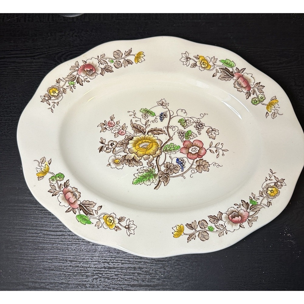 Wedgwood Windermere Floral Transferware 12" Platter Multicolor Excellent